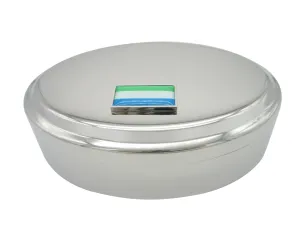 Thin Bordered Sierra Leone Flag Pendant Oval Trinket Jewelry Box