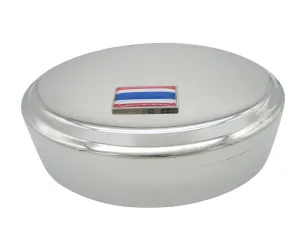 Thin Bordered Thailand Flag Pendant Oval Trinket Jewelry Box
