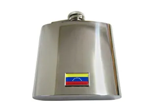 Thin Bordered Venezuela Flag Pendant 6 Oz. Stainless Steel Flask