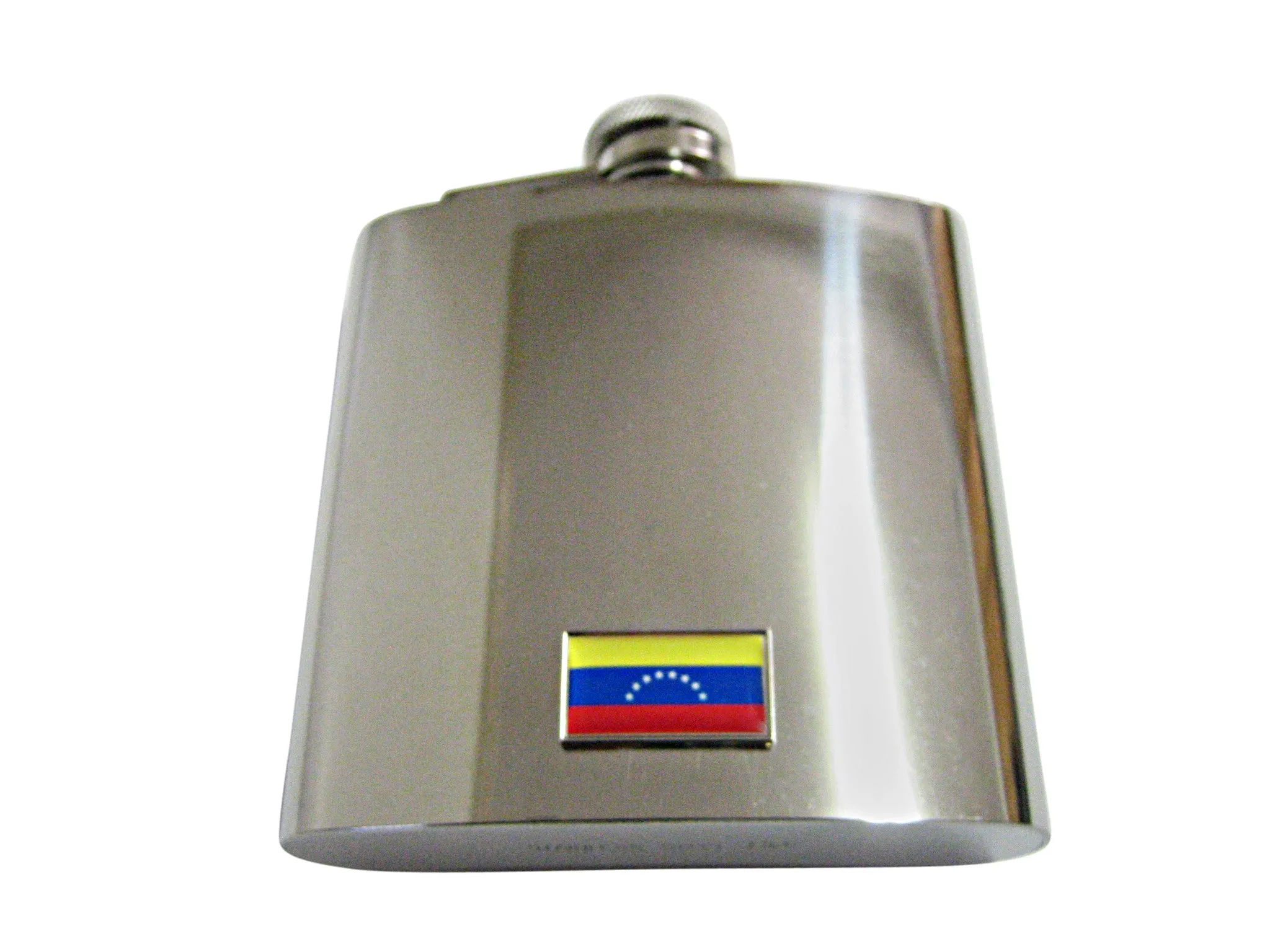 Thin Bordered Venezuela Flag Pendant 6 Oz. Stainless Steel Flask