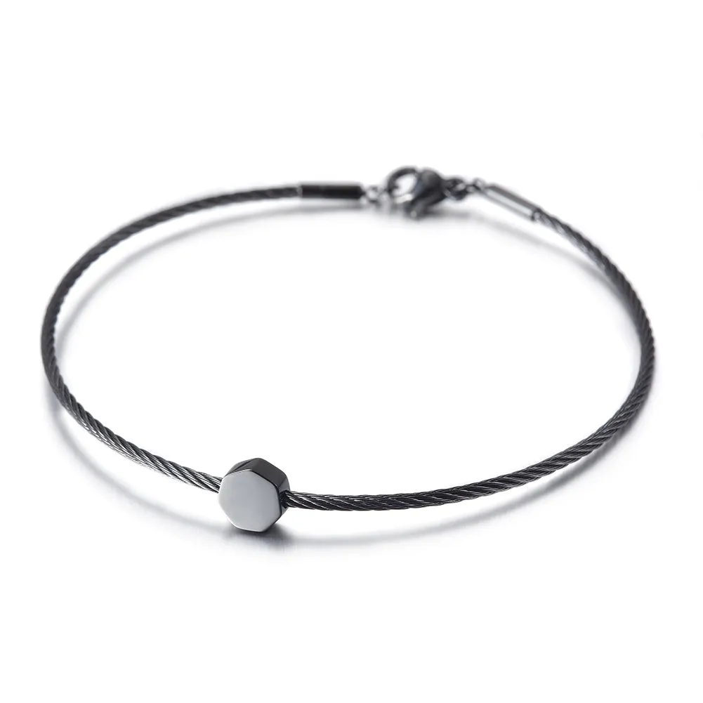 Thin cable bracelet-NSB1684ST