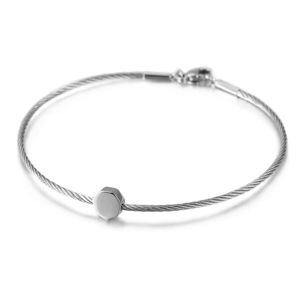 Thin cable bracelet-NSB1684ST