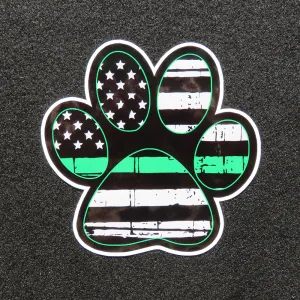 Thin Green Line Paw Print Vinyl Decal