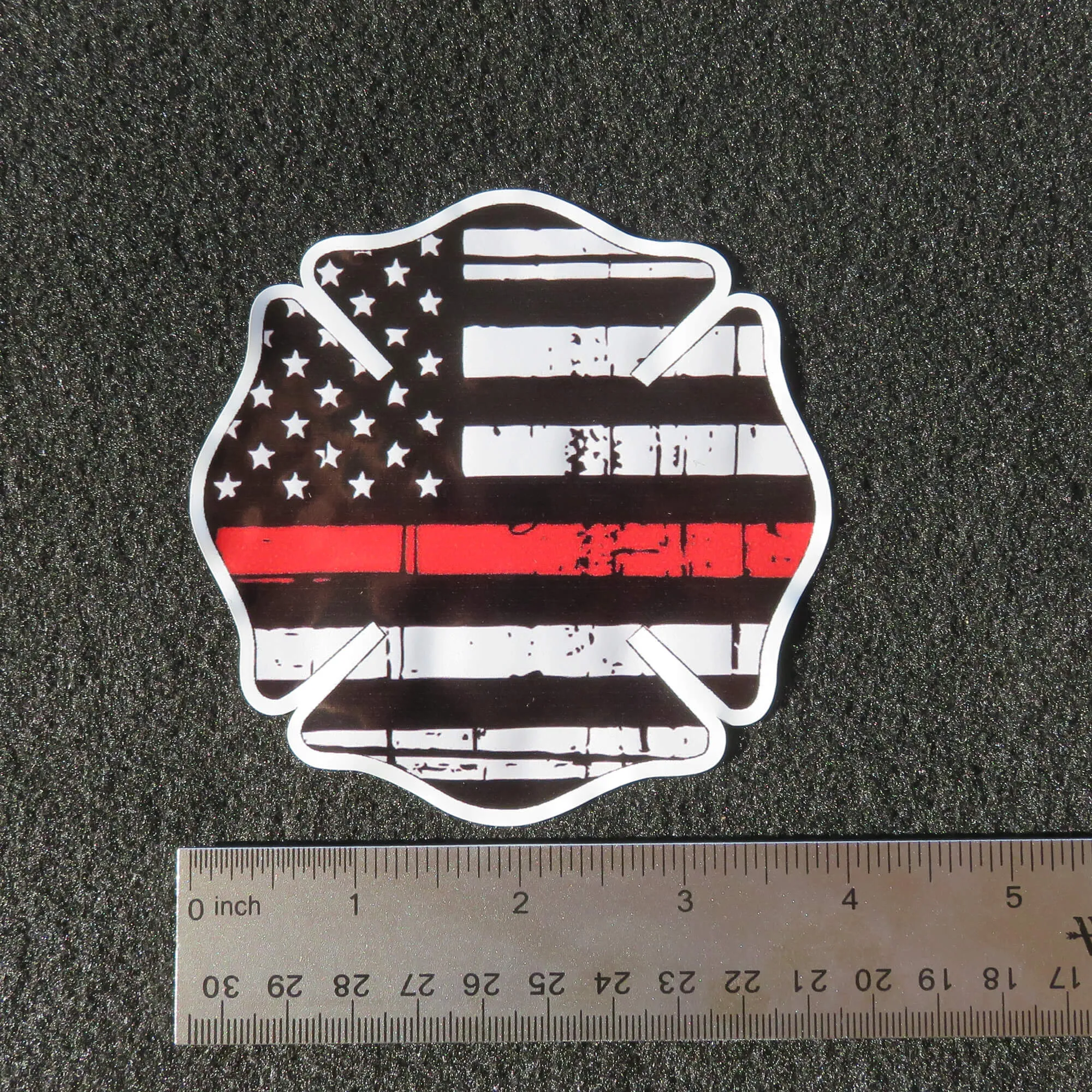 Thin Red Line Firefighter Maltese Cross Vinyl Decal