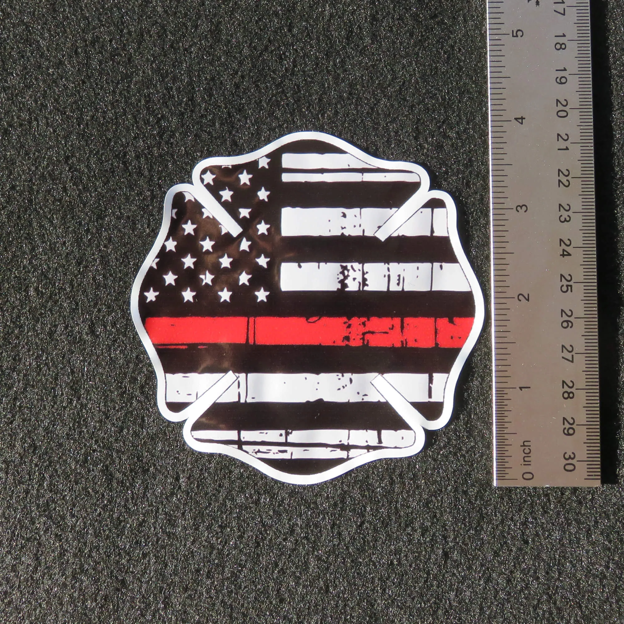 Thin Red Line Firefighter Maltese Cross Vinyl Decal