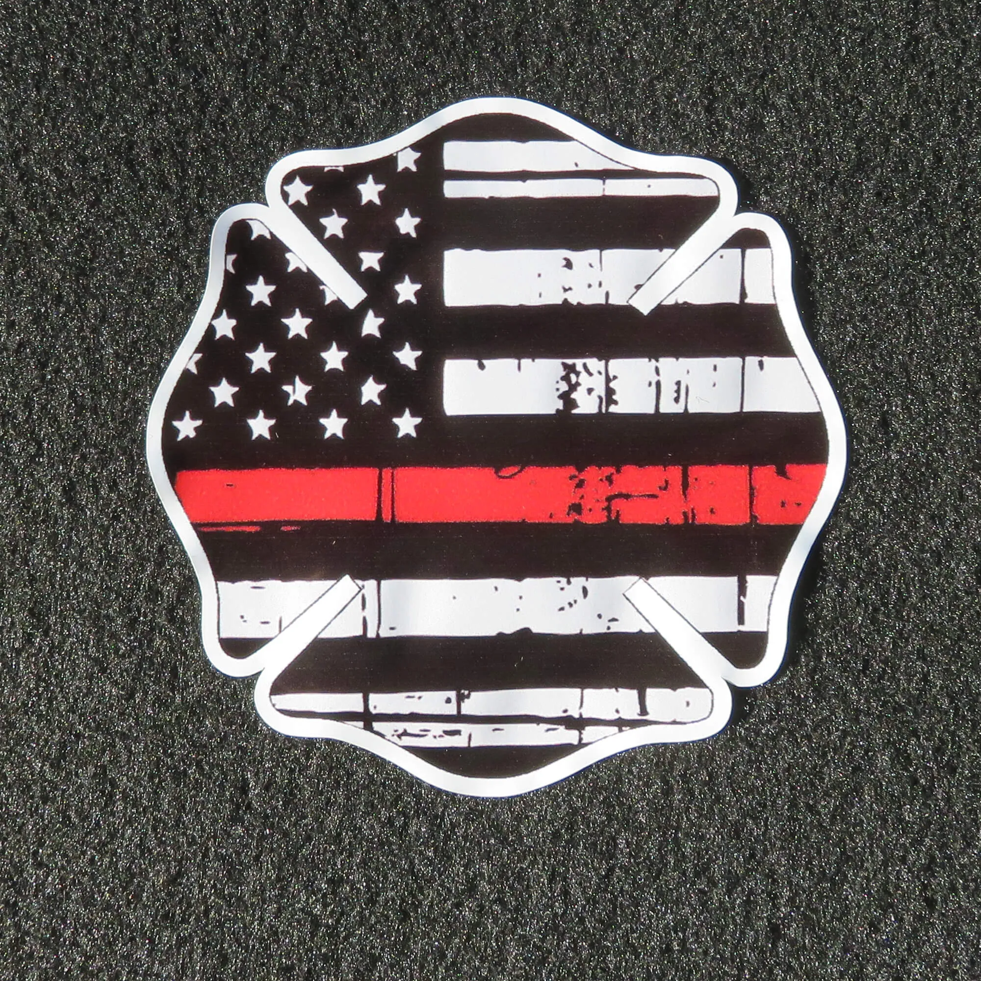 Thin Red Line Firefighter Maltese Cross Vinyl Decal