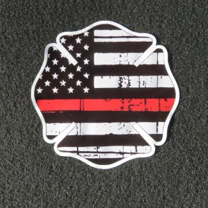 Thin Red Line Firefighter Maltese Cross Vinyl Decal