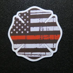 Thin Red Line Maltese Cross Magnet