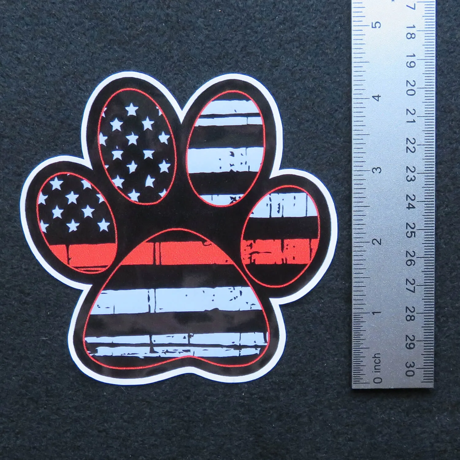 Thin Red Line Paw Print Vinyl Decal