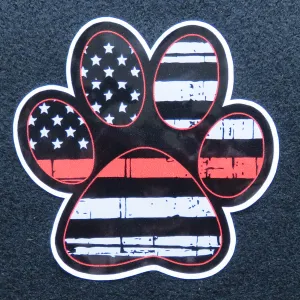 Thin Red Line Paw Print Vinyl Decal