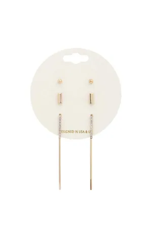 Thin Rhinestone Metal Earring