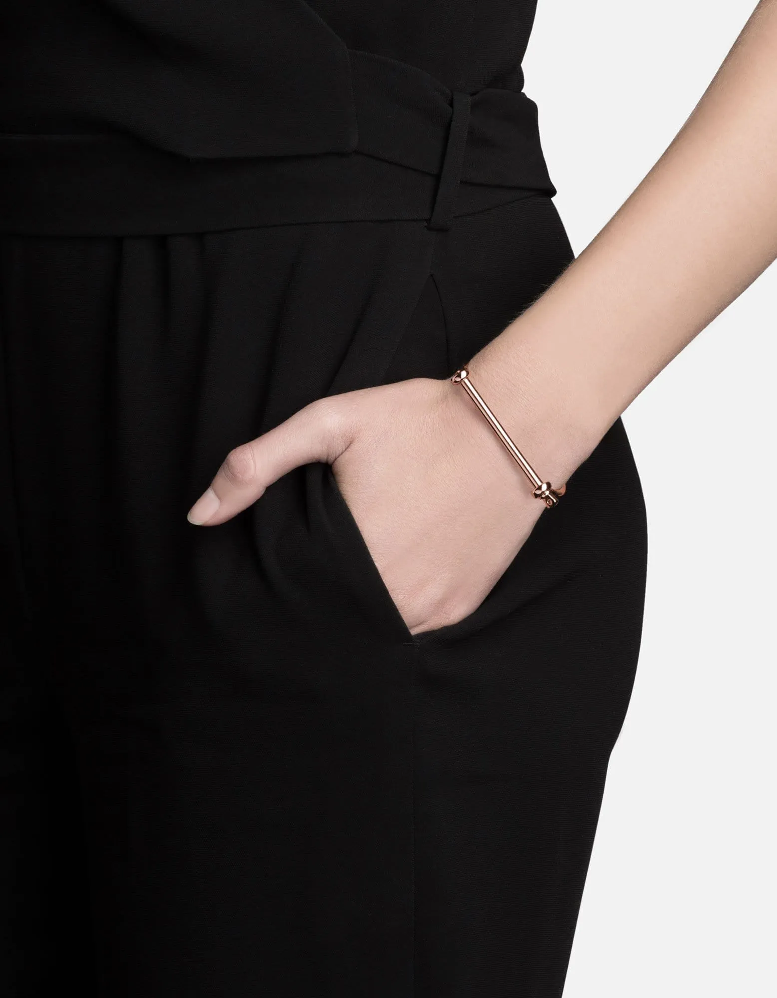 Thin Screw Cuff, 10k Rose