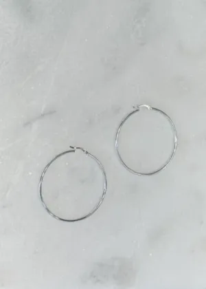 Thin Silver Hoops (55mm)