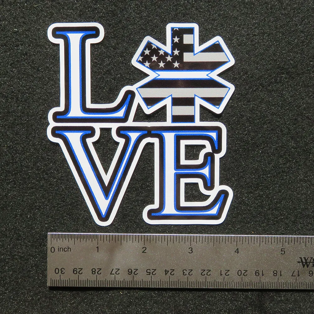 Thin White Line LOVE Star of Life EMS EMT Vinyl Decal