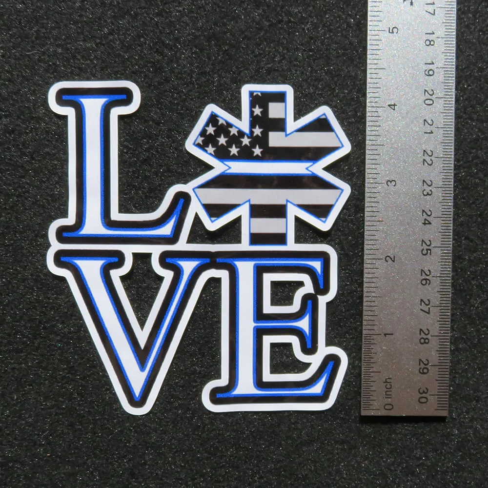 Thin White Line LOVE Star of Life EMS EMT Vinyl Decal