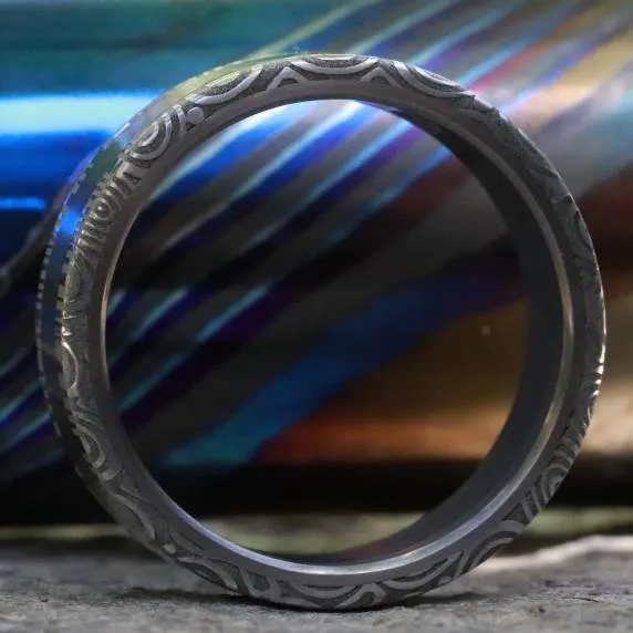 Titanium ring Stainless Damascus steel rings damasteel ring 8mm ring damasteel ring handmade mens ring wedding bands