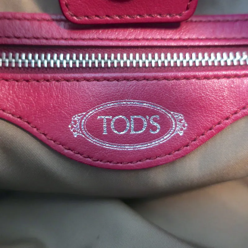 Tod's Joy Small Flap Hobo Raspberry Suede & Leather Shoulder Bag