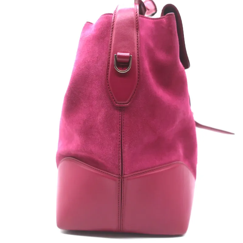 Tod's Joy Small Flap Hobo Raspberry Suede & Leather Shoulder Bag