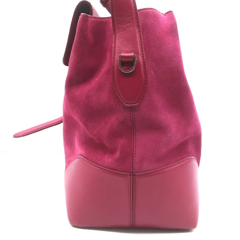 Tod's Joy Small Flap Hobo Raspberry Suede & Leather Shoulder Bag