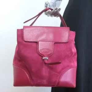 Tod's Joy Small Flap Hobo Raspberry Suede & Leather Shoulder Bag