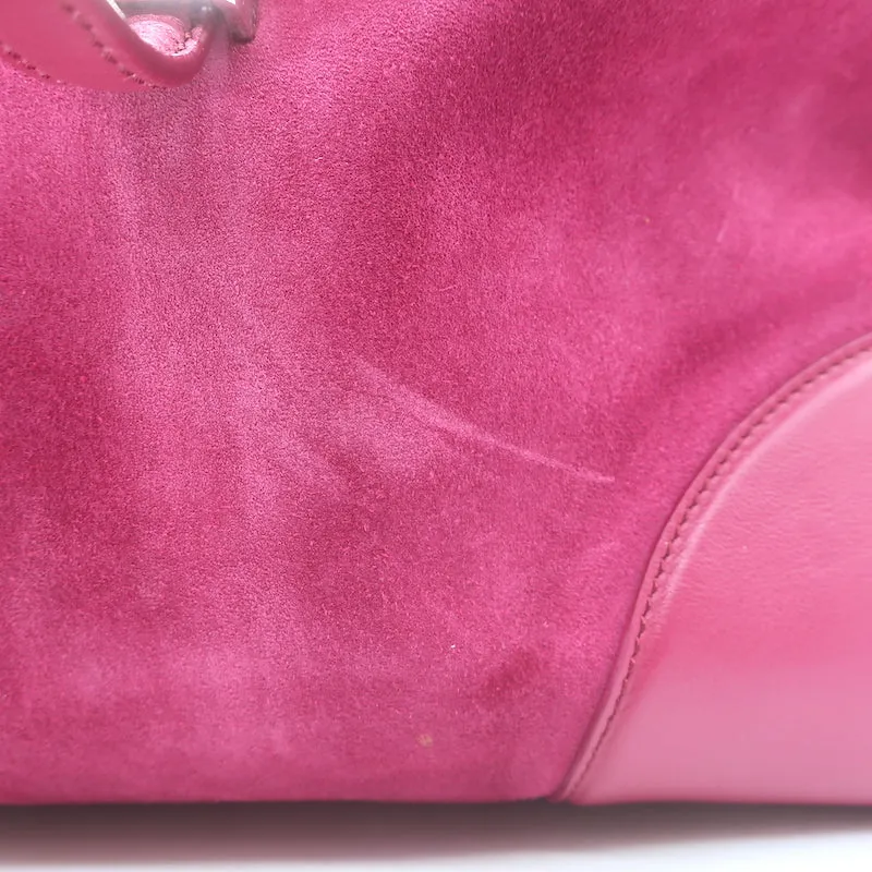 Tod's Joy Small Flap Hobo Raspberry Suede & Leather Shoulder Bag