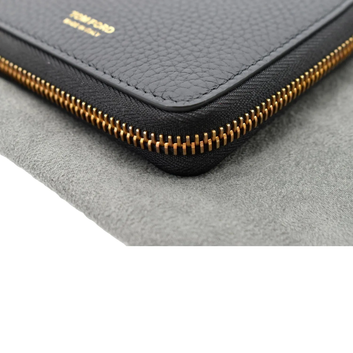 TOM FORD Leather Zip Small Chain Wallet Black