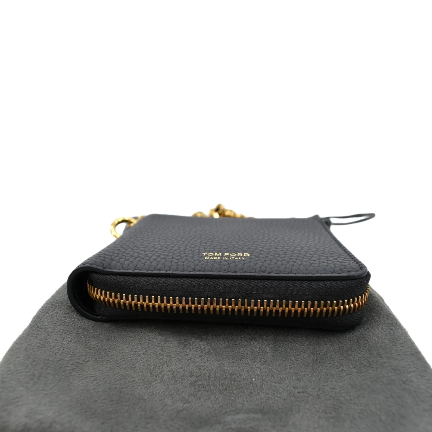 TOM FORD Leather Zip Small Chain Wallet Black