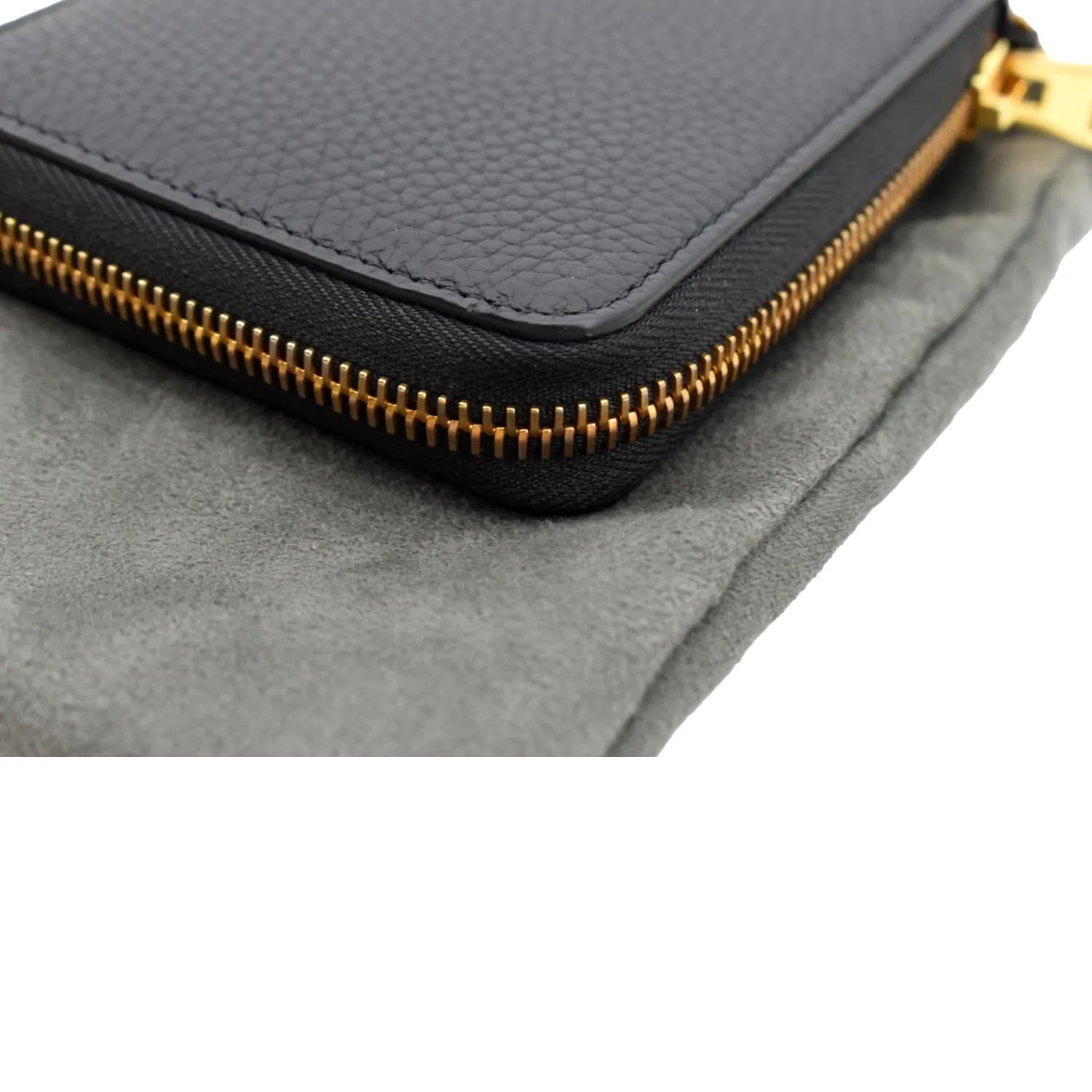 TOM FORD Leather Zip Small Chain Wallet Black