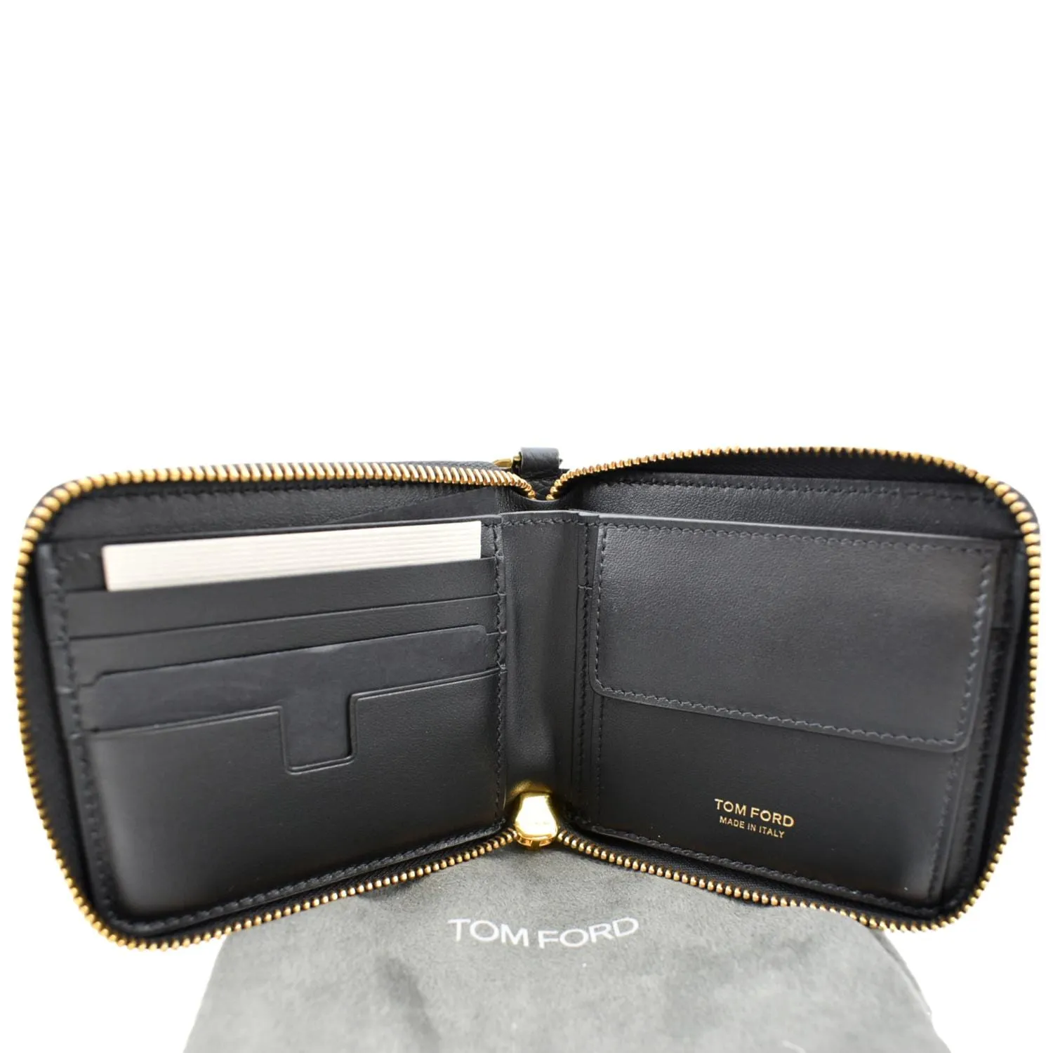 TOM FORD Leather Zip Small Chain Wallet Black