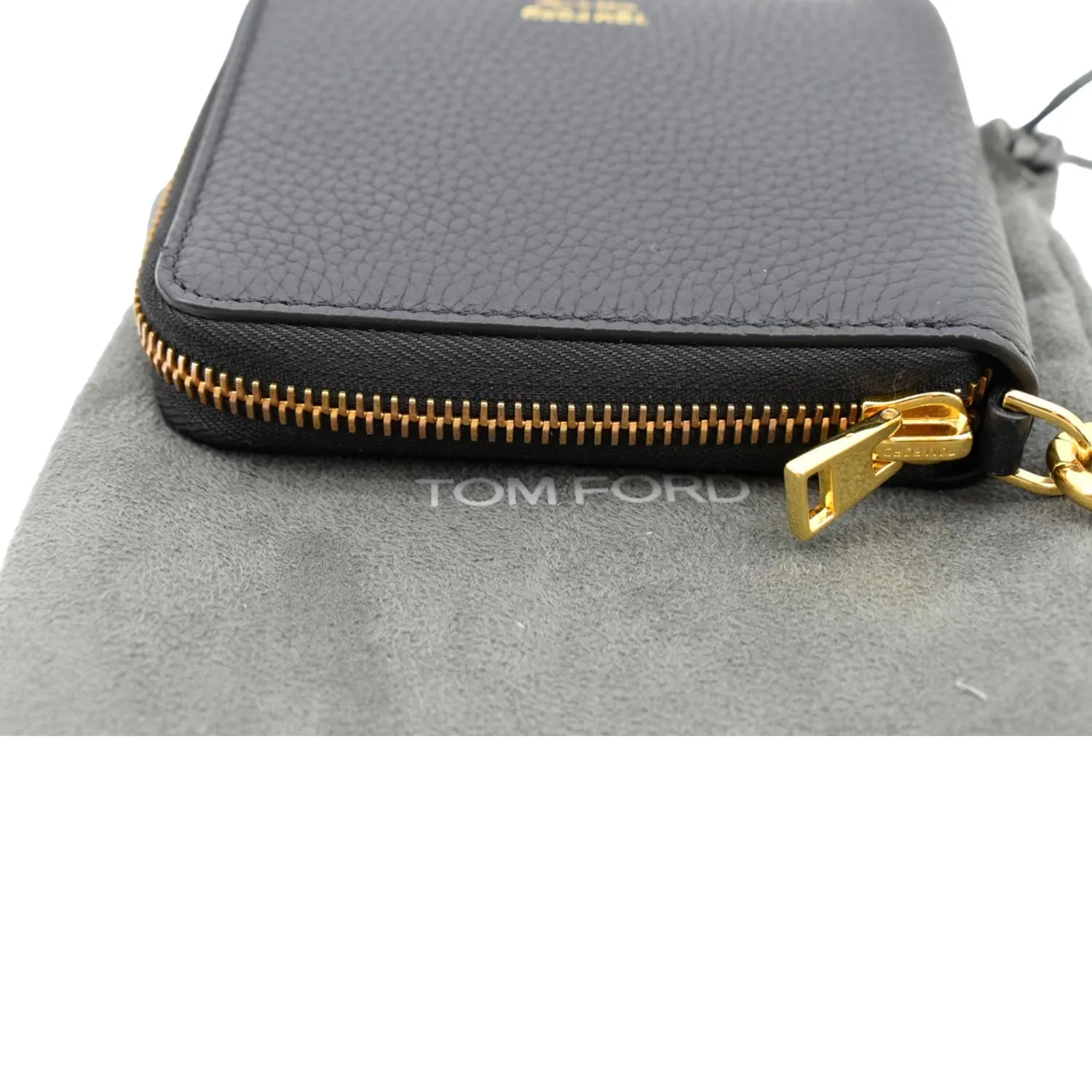 TOM FORD Leather Zip Small Chain Wallet Black