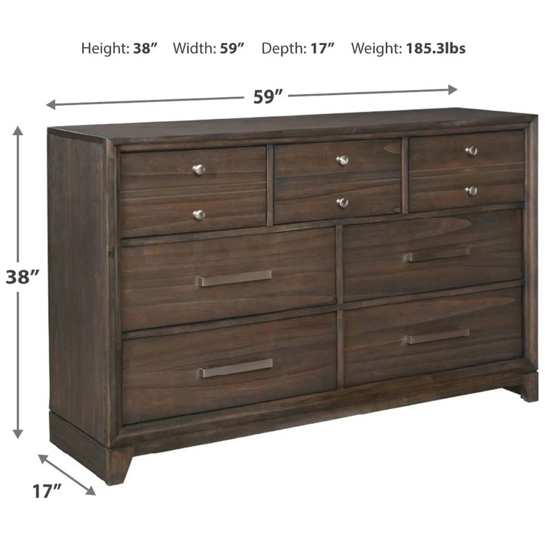 Transitional Seven Drawer Dresser in Chestnut