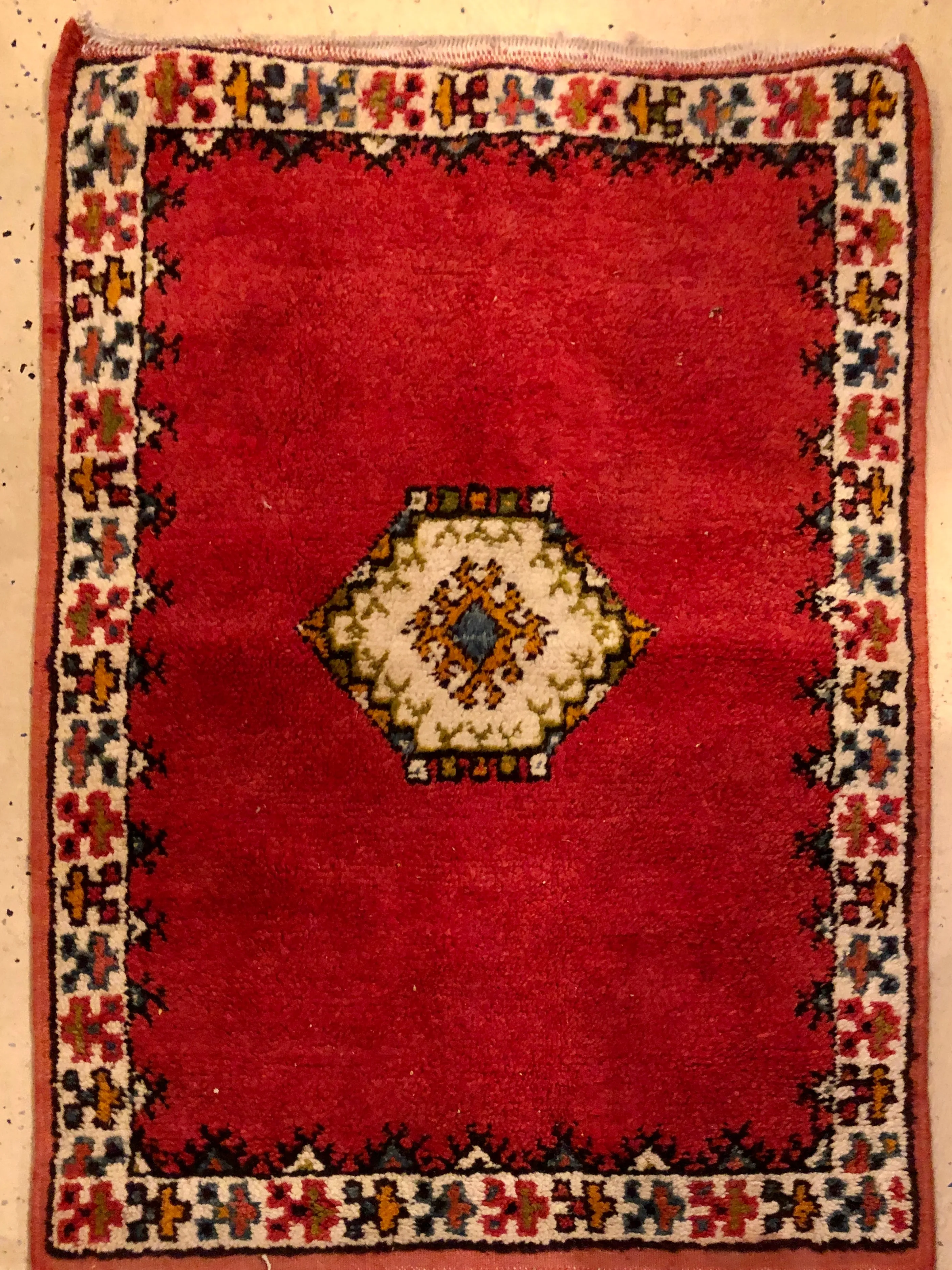 Tribal Moroccan Red Handwoven Rug or Carpet with Diamond Design