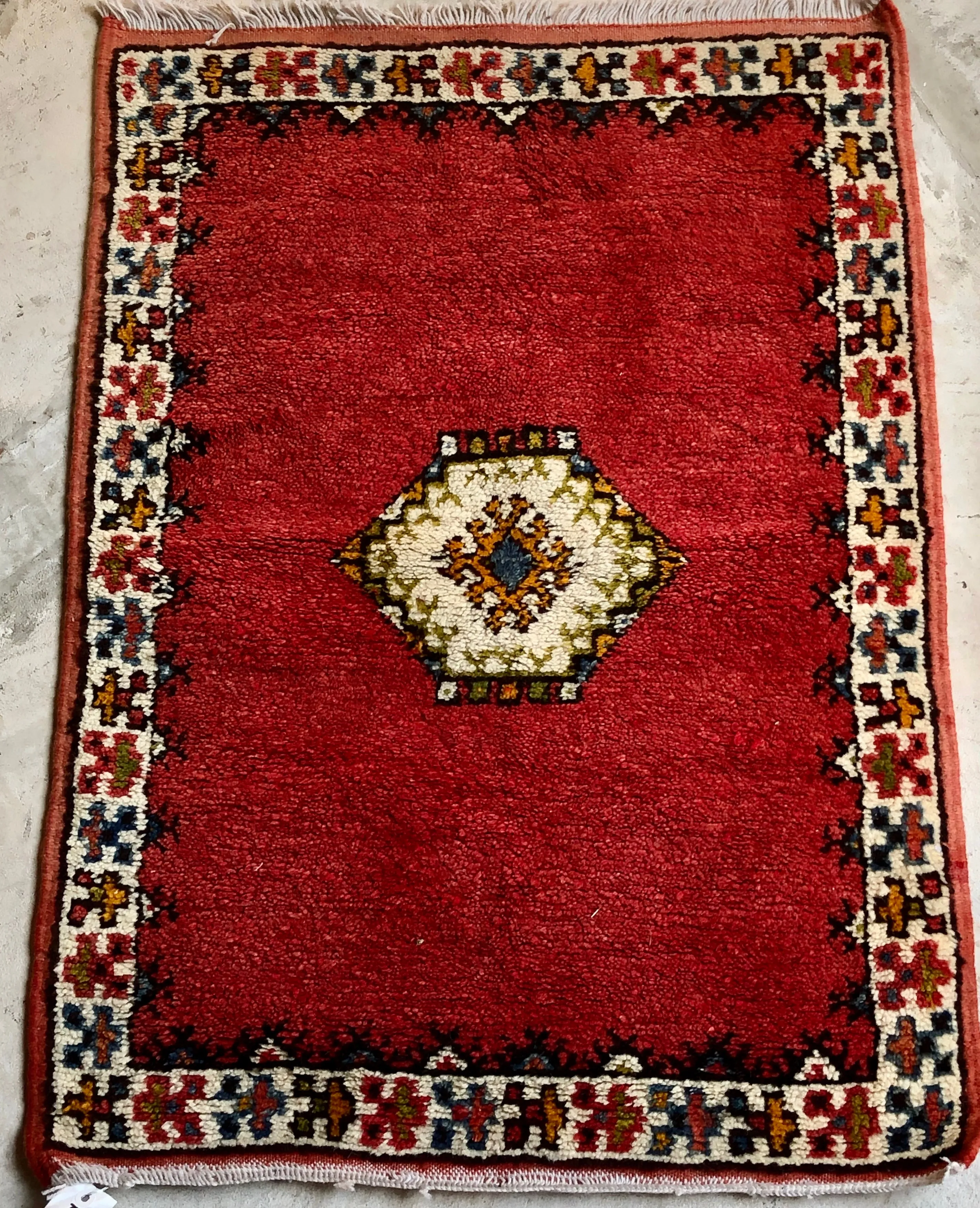 Tribal Moroccan Red Handwoven Rug or Carpet with Diamond Design