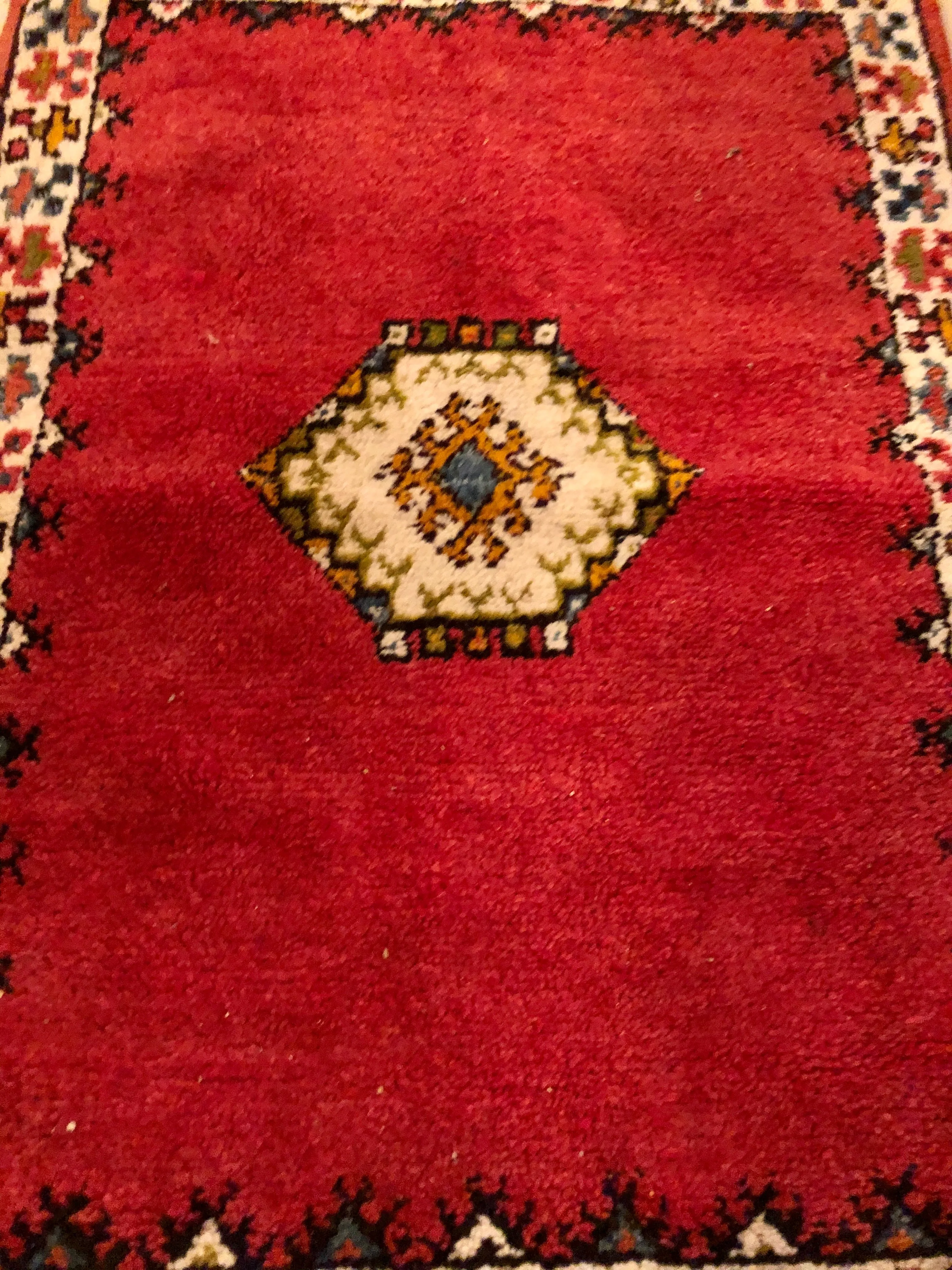Tribal Moroccan Red Handwoven Rug or Carpet with Diamond Design