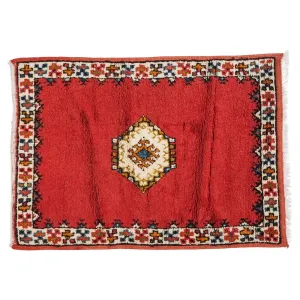 Tribal Moroccan Red Handwoven Rug or Carpet with Diamond Design
