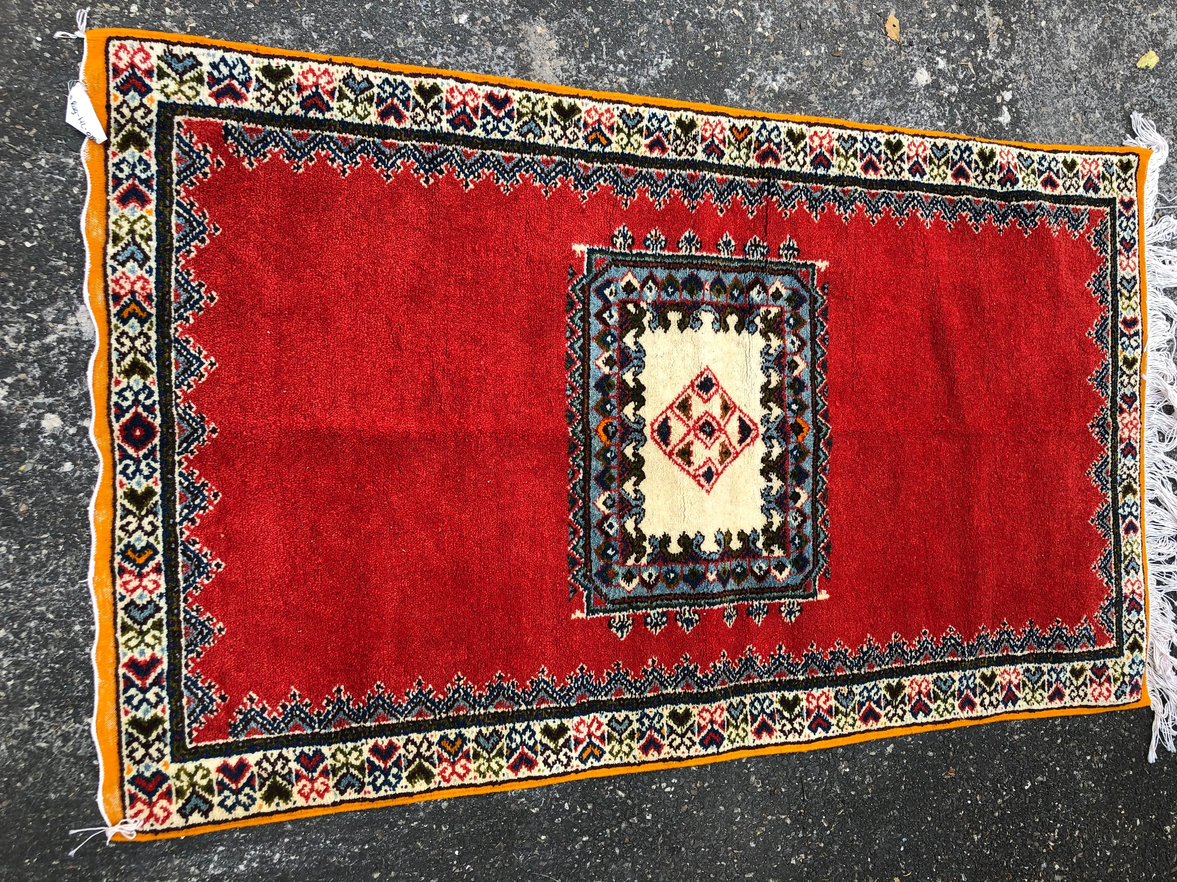 Tribal Moroccan Red Wool Rug
