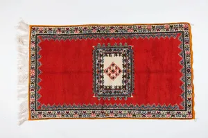 Tribal Moroccan Red Wool Rug
