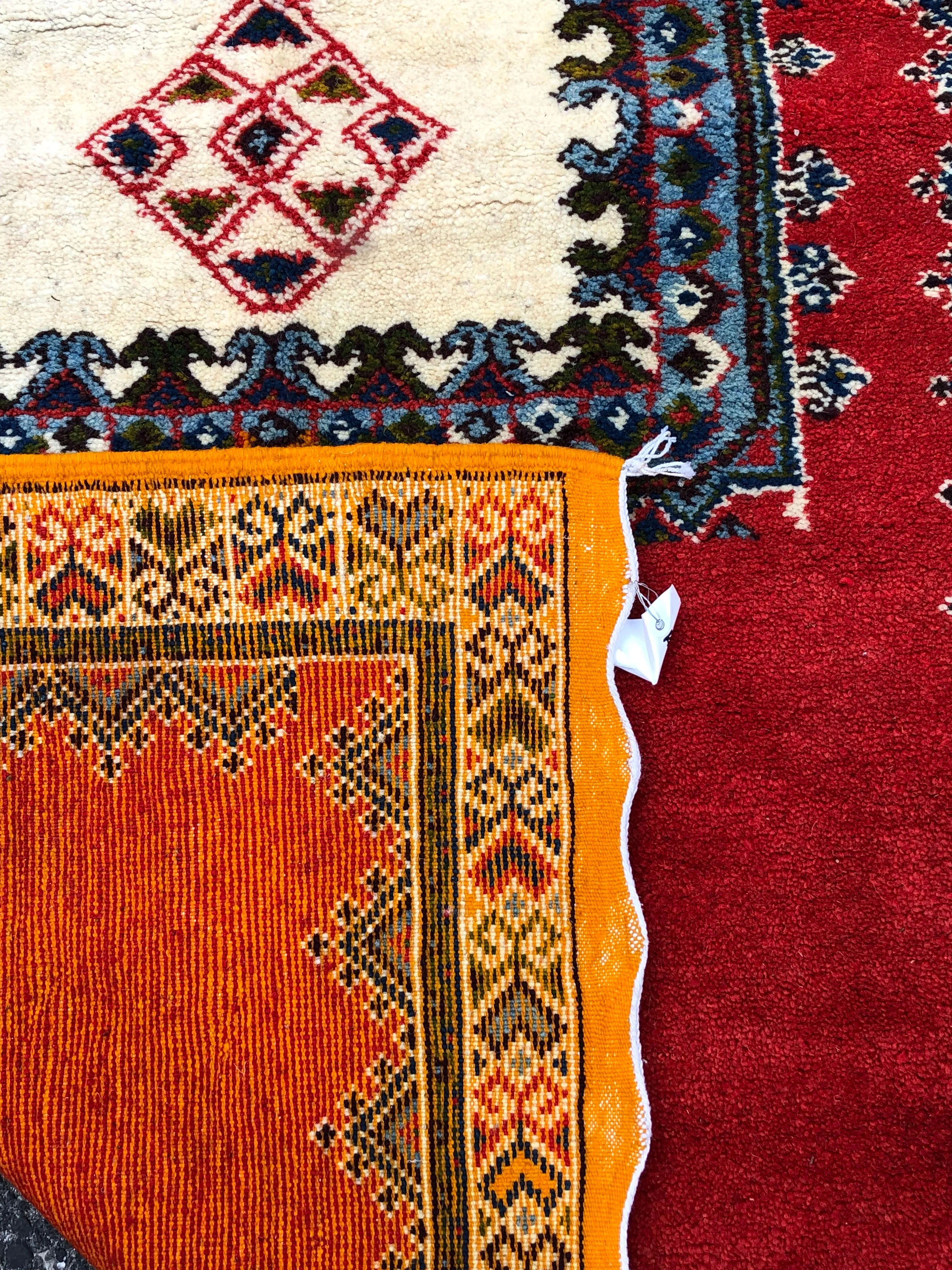 Tribal Moroccan Red Wool Rug