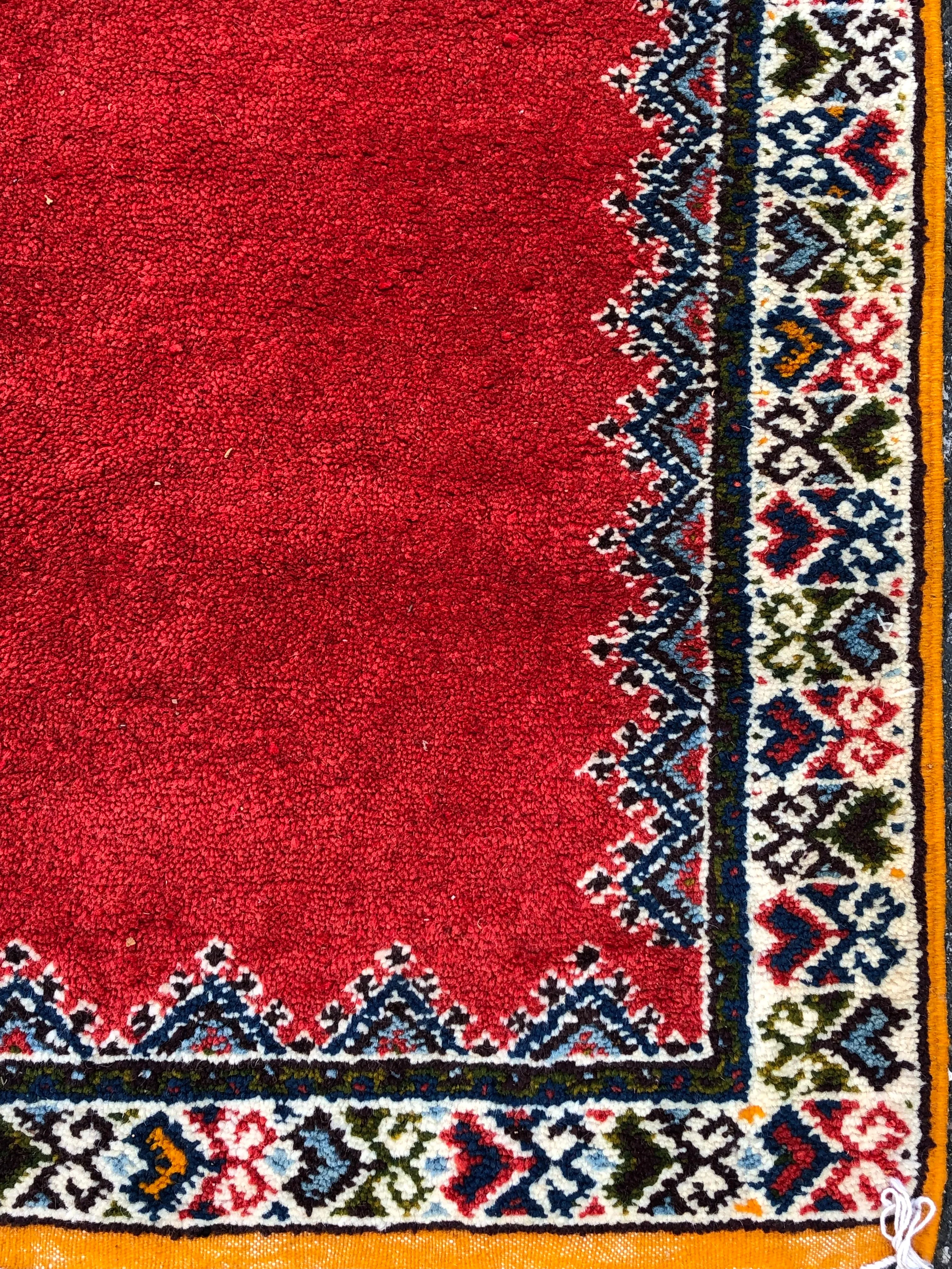 Tribal Moroccan Red Wool Rug