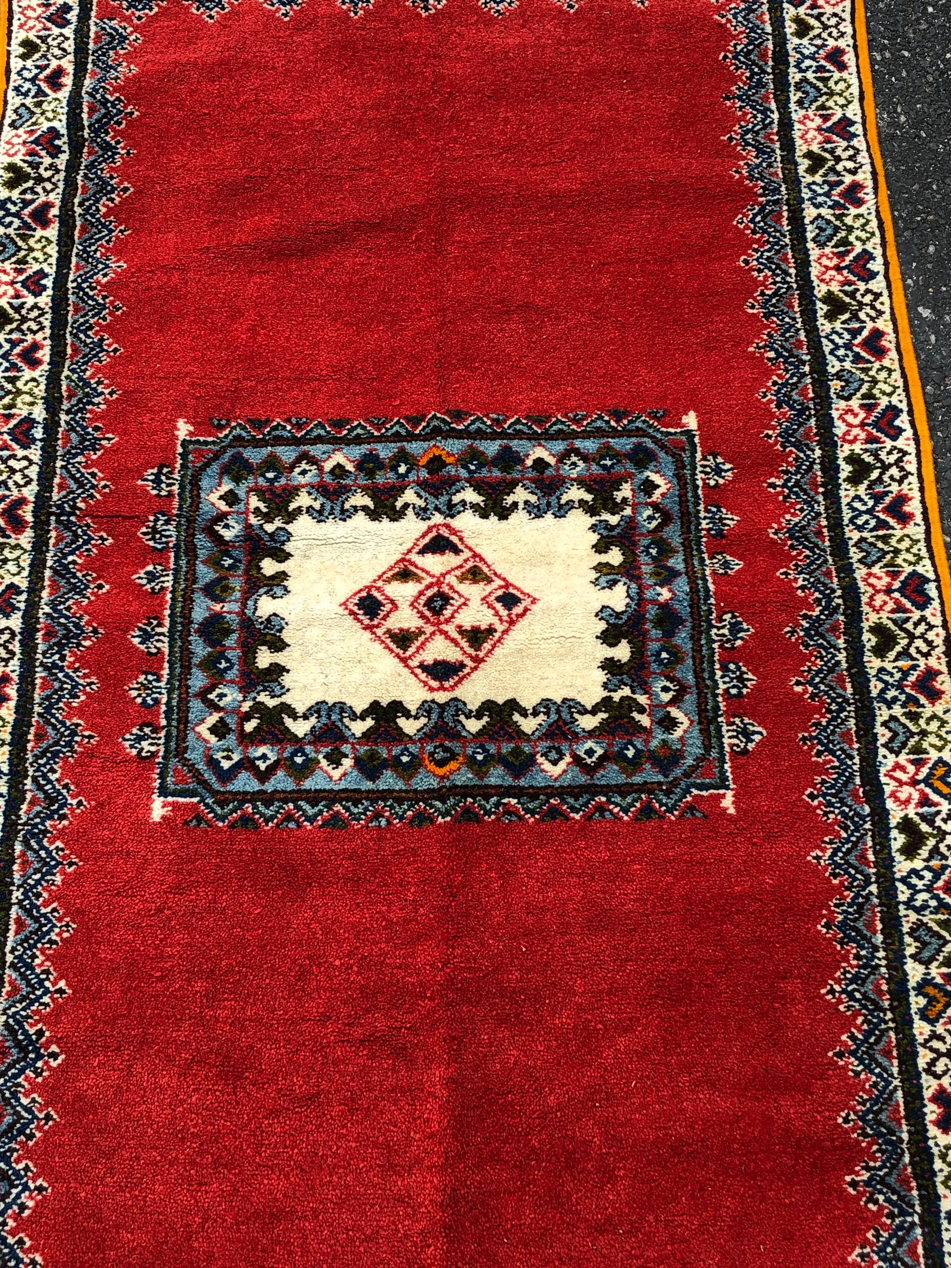 Tribal Moroccan Red Wool Rug