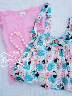 Tropical Fun Suspender Skirt Set