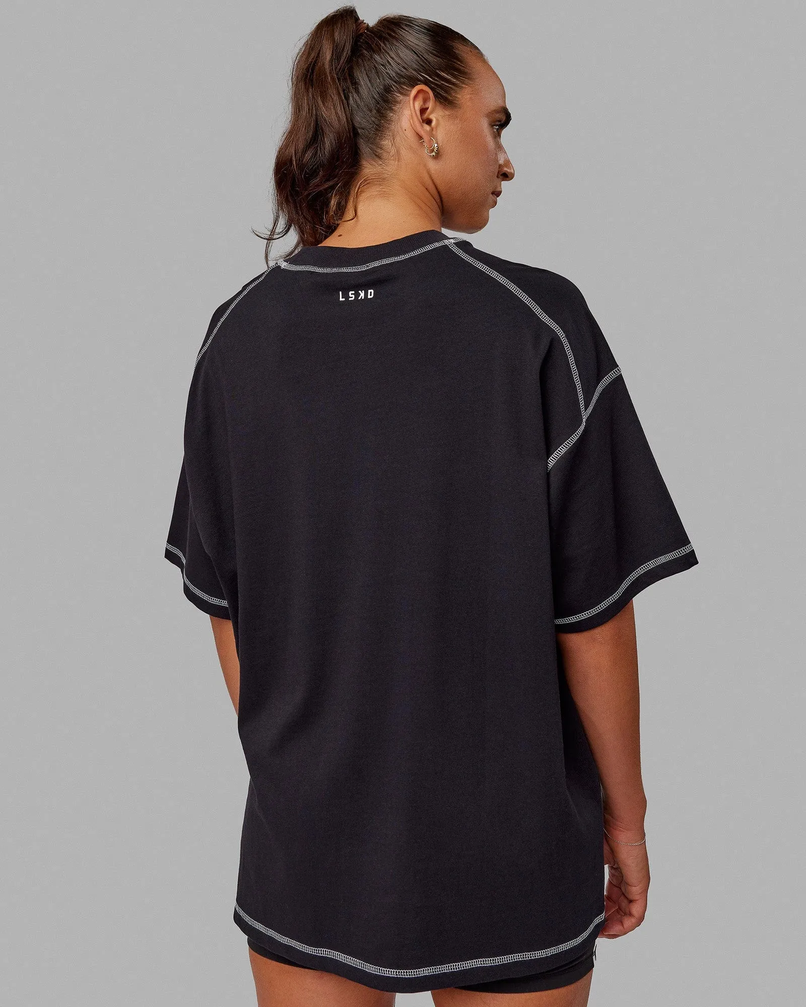 Unisex Overlock Heavyweight Tee Oversize - Black-White
