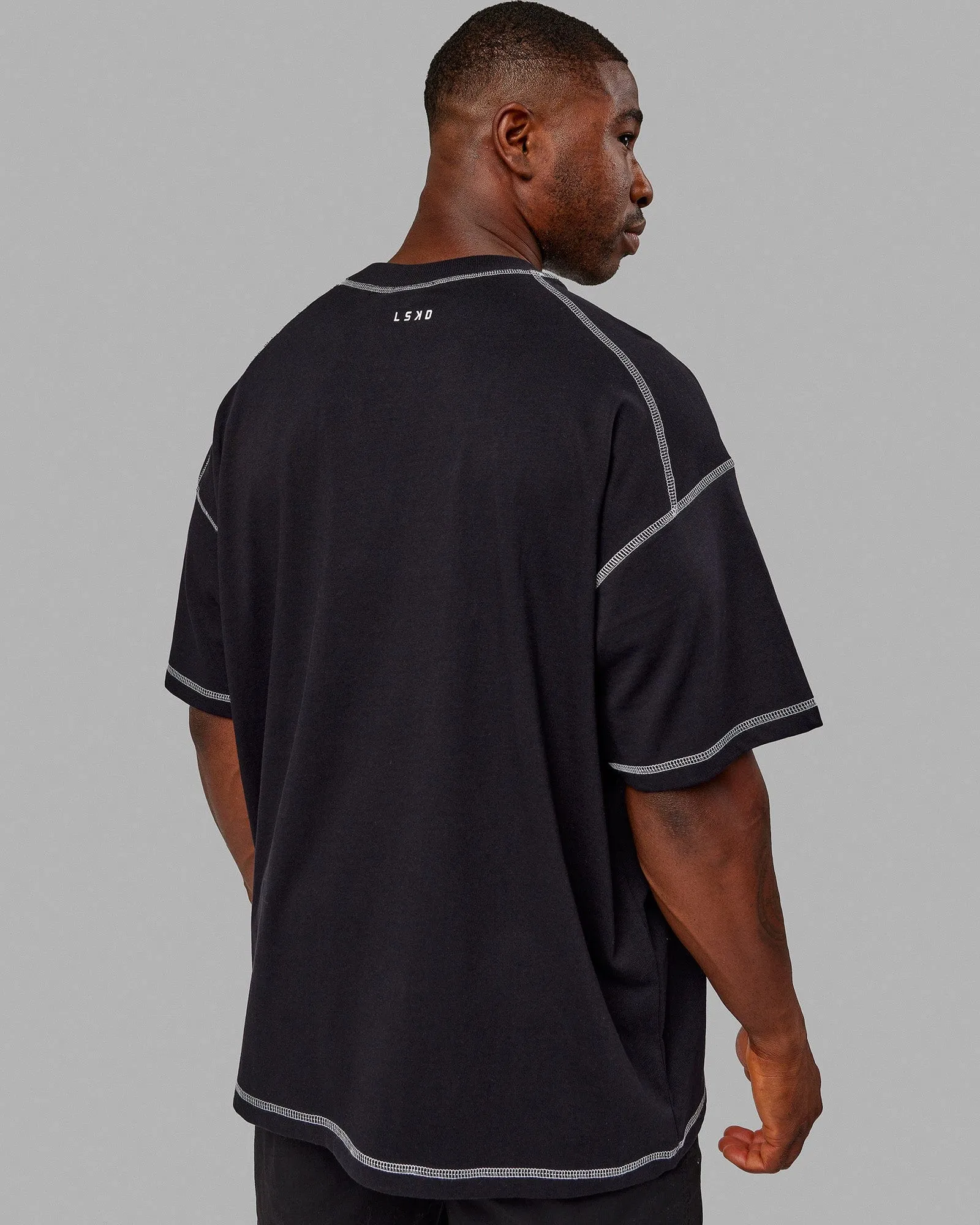 Unisex Overlock Heavyweight Tee Oversize - Black-White