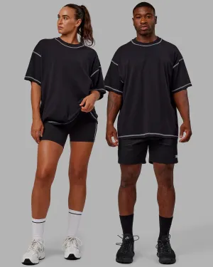 Unisex Overlock Heavyweight Tee Oversize - Black-White