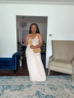 V-neck Maxi Dress- Heather Beige