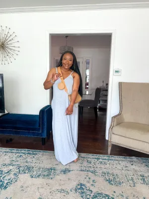 V-neck Maxi Dress- Heather Grey