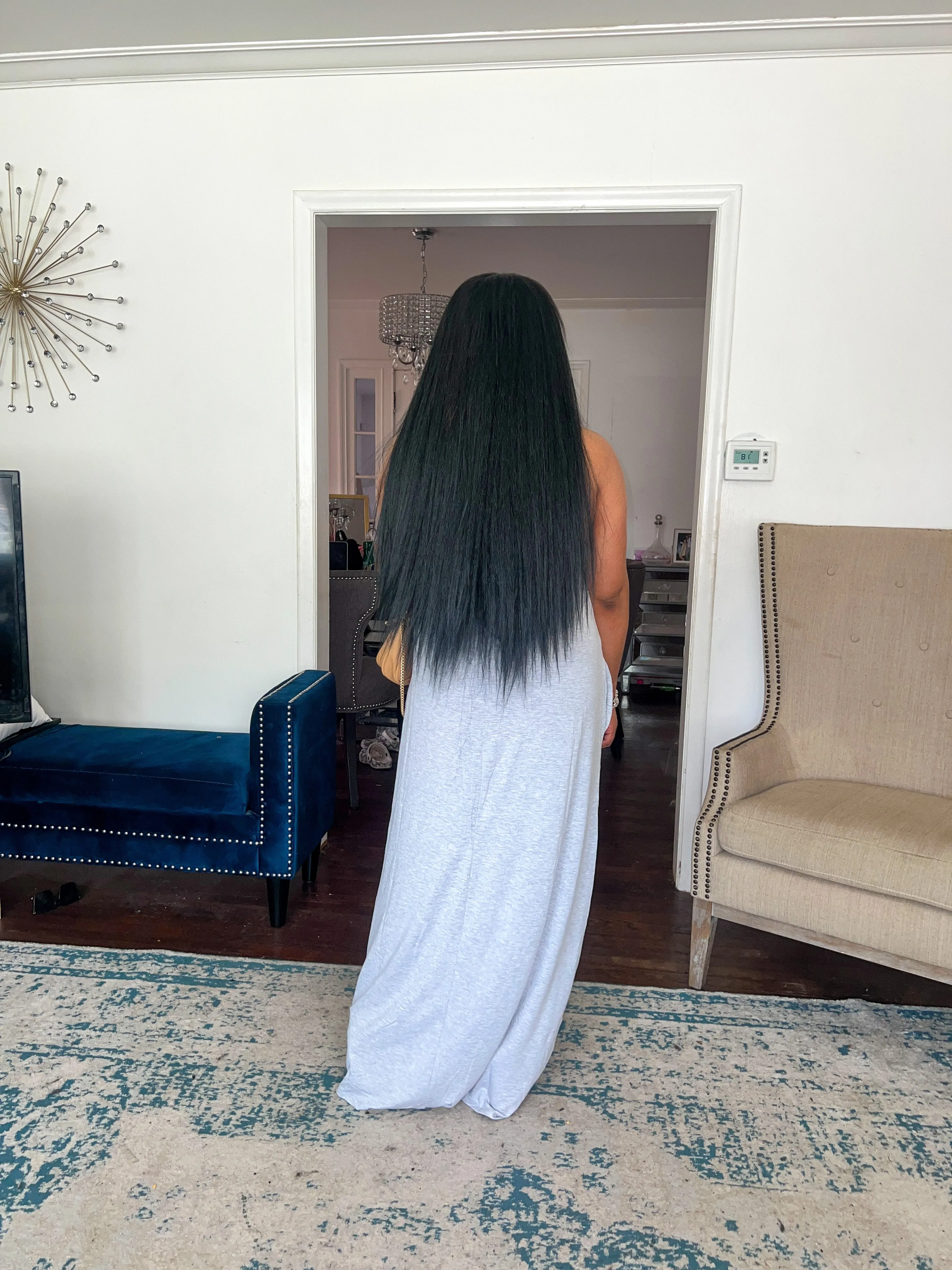 V-neck Maxi Dress- Heather Grey