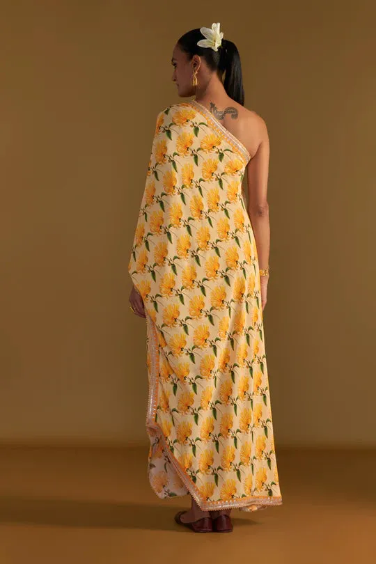 Vanilla Mist One Shoulder Kaftan
