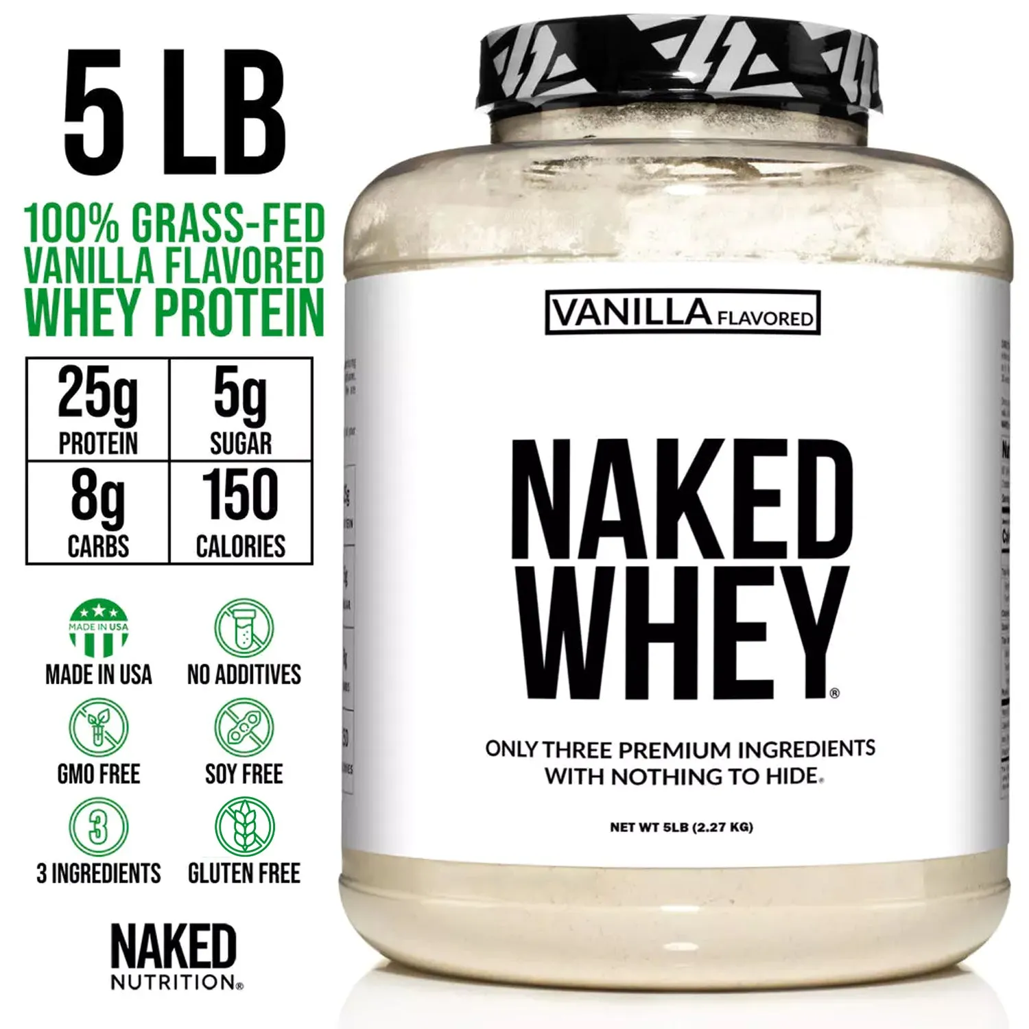 Vanilla Whey Protein Powder | Naked Vanilla Whey - 5LB