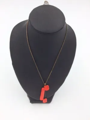 Verre Red Long Skinny & Chicle Necklace w/Sterling Silver Findings